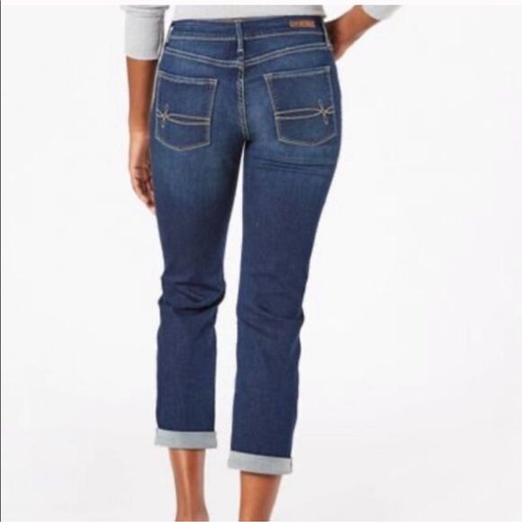 Denizen from Levi's Dark Blue Mid Rise Boyfriend Distressed Crop Jeans Women 2. - Picture 2 of 15